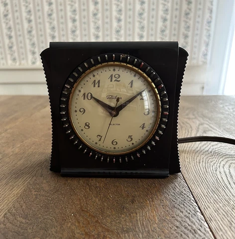 Telechron Selector Mantle Shelf Clock 1940's Brown Bakelite Model #8H55 working Cover