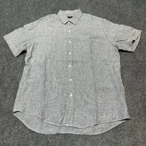 Neiman Marcus Hemd Herren Large grau gestreift Leinen Knopfleiste Kragen - Bild 1 von 13