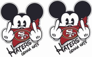 San Francisco 49ers Mickey Inspired Mini Football Helmet Decals - Picture 1 of 1