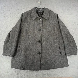London Fog Pea Coat Womens Plus Size 3X Gray Jacket Pockets Wool Blend - Picture 1 of 15