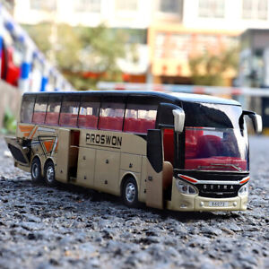 Boy Gift 1:32 Double Sightseeing Bus Alloy Pull Back Car Model Flash Toy Vehicle