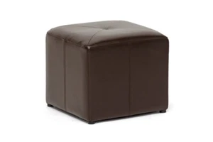 Fußhocker Cube quadratisch mit Stauraum dunkel espressobraun verklebtes Leder - Bild 1 von 3