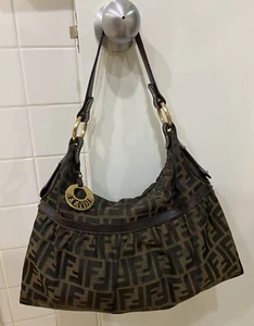 Vintage Fendi Chef Zucca Logo Jacquard Hobo Bag AND WALLET -BOTH- Original Owner - Picture 1 of 12