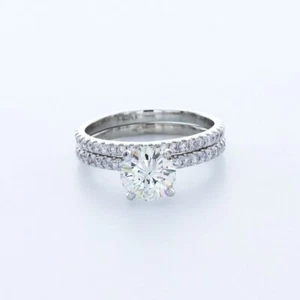 JUEGO DE ANILLOS CLÁSICOS DE 4 PUNTAS DE PLATINO CORTE REDONDO G/SI1 DIAMANTES DE LABORATORIO DE 2,3 QUILATES - Imagen 1 de 7