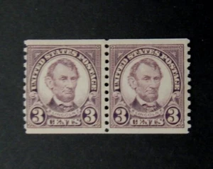 US Stamp 600 3c Lincoln 1924 Coil Pair MNH - Picture 1 of 2