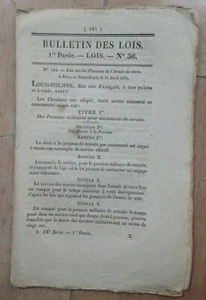BULLETIN DES LOIS 1831 N°36, Lois N°104 E.O. ARMEE - Picture 1 of 1