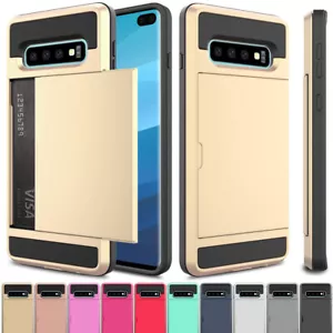 Funda blindada delgada para teléfono Samsung ranura para tarjetas billetera cubierta a prueba de golpes - Imagen 1 de 40