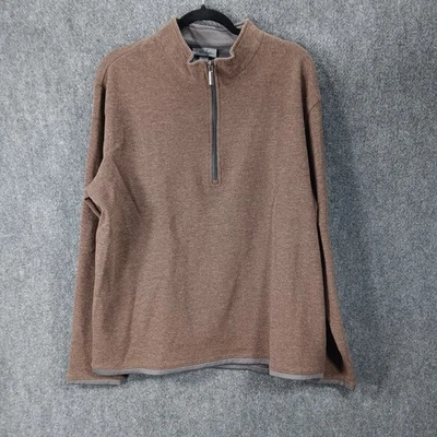 Suéter Walter Hagen Para Hombres XL Marrón Tejido Lana Cuarto Cremallera Manga Larga Pullover Foto 1 de 4