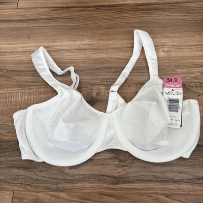 复古 VANITY FAIR 34 D 白色 BRA 75-074 闪亮光滑 全新 带标签 — 第 1/4 张图片
