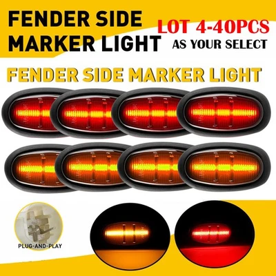 4-40X Smoked Amber Red LED Side Marker Fender Lights For 2017-2020 Ford Raptor R - Image 1 of 4