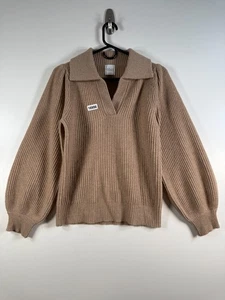 Polo uomo Madeleine Thompson colletto a costine lana cashmere beige taglia S - Foto 1 di 9