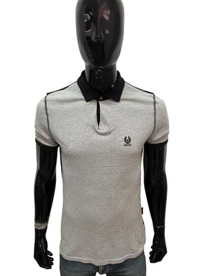 Polo Belstaff Masculina Cinza Preto Algodão Feito Na Itália TechnoSea Original - Imagem 1 de 4