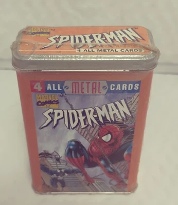 Marvel Comics 1996 Spider-Man 4 tarjetas de metal para coleccionistas lata nueva aún sellada  Foto 1 de 4