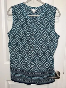 Croft & Barrow Women’s Chiffon Sleeveless Button Down Large Blouse - Picture 1 of 4