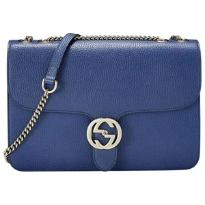 Dollar Calfskin Interlocking G Large Shoulder Bag Caspian Blue - Picture 1 of 5