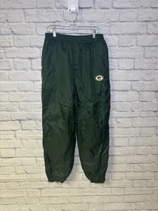 Vtg 90s Green Bay Packers Game Day Track Nylon Warm Ups Windbreaker Pants Mens L - Picture 1 of 15