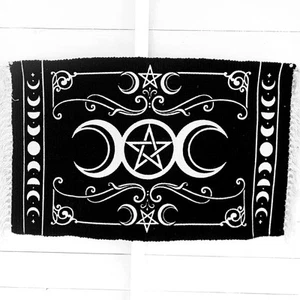 🌙 Alchemy Gothic Rug Maiden Mother Crone Tapestry 🖤 Pagan Wiccan Decor | 100% - Picture 1 of 5