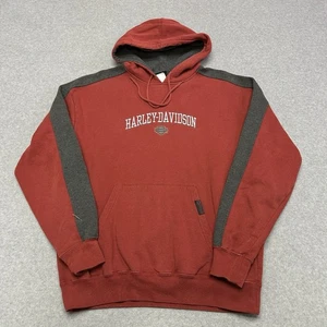 Vintage Harley Davidson Red Hoodie Pullover Sweatshirt Large 2000s Embroidered - Picture 1 of 7