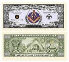 10 Freemason Masonic Million Dollar Bills with Bonus “Thanks a Million” Gift Car