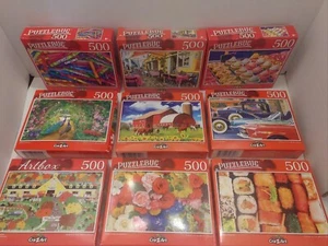 Lot of 9 Hard Puzzles Variety Pack 18.25" X 11" Puzzlebug 500 Small Pieces D - Picture 1 of 7