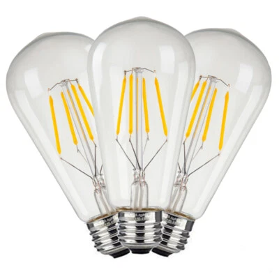 3X Warm White Lights LED Bulb ST64 4W 220~250V E27 Globe Home Lighting Fixtures - Image 1 of 4
