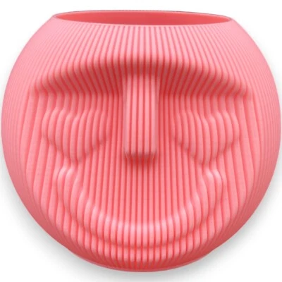 Vase Lovely Face - Sakura Rosa, lustige Vase mit Gesicht, rund, Blumentopf - Bild 1 von 4