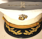 VINTAGE U.S.M.C. U.S. MARINE CORPS OFFICER WHITE HAT & STERLING EGA  VIETNAM ERA