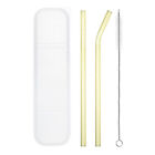 Reusable Straws Glass Straw, 2pcs 8"x8mm with Cleaning Brush and Box , Yellow