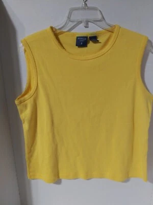 Camiseta sin mangas MOUNTAIN LAKE para mujer, L amarillo liso, mezcla de algodón,  Foto 1 de 4