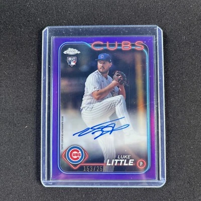 2024 Topps Chrome Luke Little Purple Refractor RC Auto SN 153/250 #RA-LL Cubs - Image 1 of 3