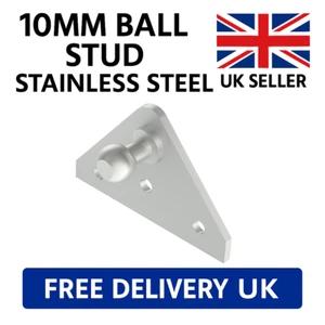 2x Stainless Steel Gas Strut Brackets – 10mm Ball Stud Mounting Kit | UK Stock - Picture 1 of 6