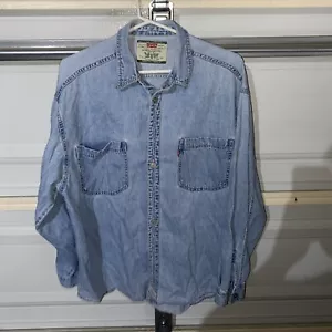 Vintage 90er Levi's Herren Größe Large Jeanshemd Metallknöpfe Baumwolle blau verblassen - Bild 1 von 5