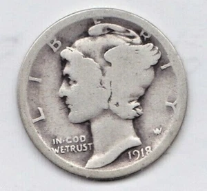1918 D MERCURY DIME in GOOD condition ~ PLEASE SEE THE SCAN .stk y104 - Picture 1 of 5