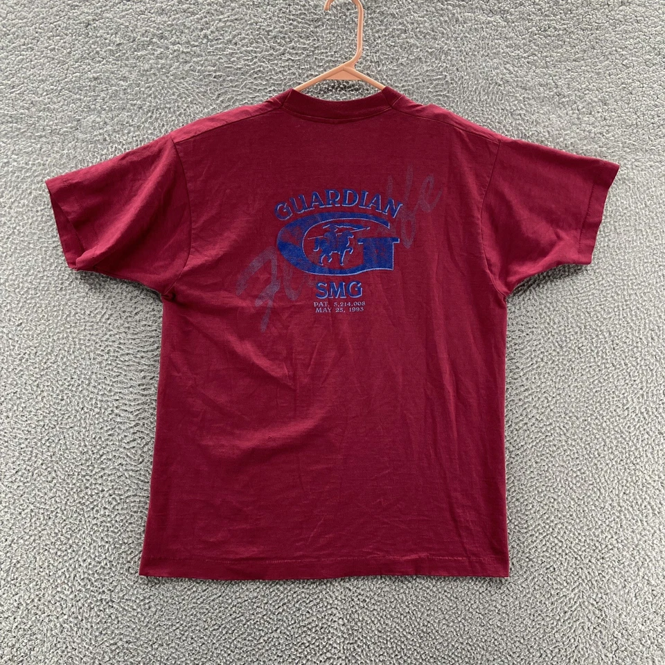VINTAGE Guardian SMG T Shirt Men Large Red Single Stitch Logo Graphic Casual 90s Foto 1 de 4