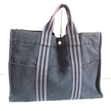 Auth HERMES Fourre Tout Tote PM - Black Gray Canvas None Tote Bag