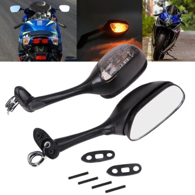 Espejos retrovisores laterales con luz de señal de giro de humo para Suzuki GSXR 600 750 1000 Foto 1 de 4