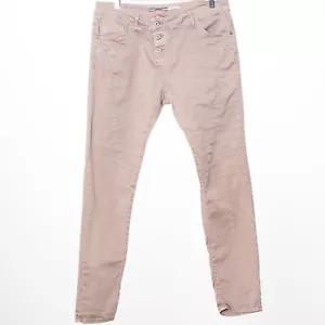 Pantalones de mezclilla PLEASE 78A de lona marrón claro hechos en Italia calce ajustado 34,5 - Imagen 1 de 3