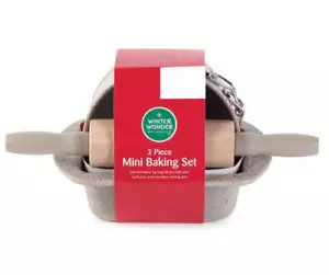 White & Red Speckled 3-Piece Mini Bakeware Set Spring Form Pan Loaf Rolling Pin - Picture 1 of 6