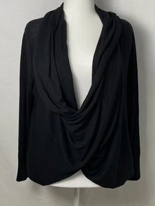 J Jill Pure Wrap Drape Scarf Cardigan Pullover Schwarz Größe LP - Bild 1 von 13