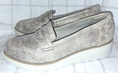 Collezione By Clarks Sharon Ranch Peltro Oro Metallizzato Slip On Taglia 7 NUOVO
