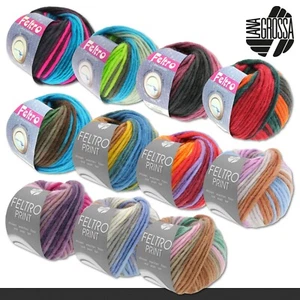 Lana Grossa 50 g Feltro Print Filzwolle  Schurwolle Tasche Filzschuhe 11 Farben - Bild 1 von 23