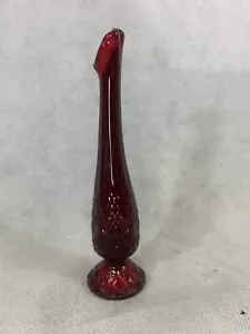 Fenton Rubinrote Knospe Vase Swag MCM Diamant Sternenmuster EUC - Bild 1 von 9