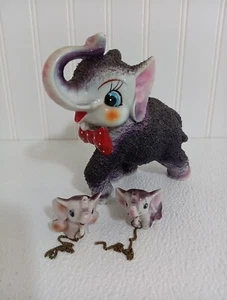 Vintage Arnart anthropormorphe Zuckerglasur Elefant mit Babys Figur - Bild 1 von 8