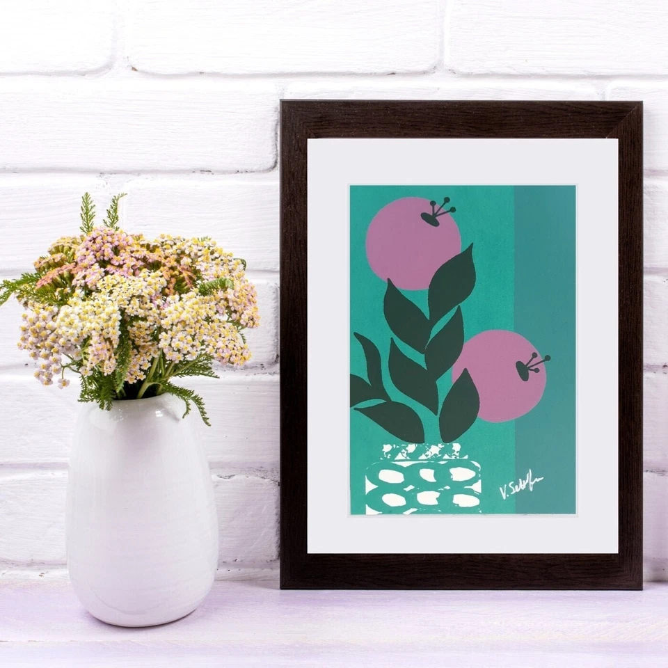 花卉艺术原创复古花朵 5x7 屏幕印刷中世纪现代极简主义者 — 第 1/1 张图片