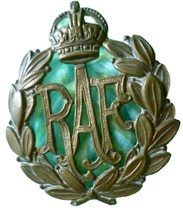 WW1 Royal Air Force Cap Badge RAF Badge KC BRASS 2 Lugs ANTIQUE Original - Picture 1 of 2