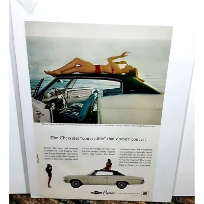 1966 Chevy Caprice Convertible Woman Red Bikini Print Ad vintage 60s car - Image 1 of 3