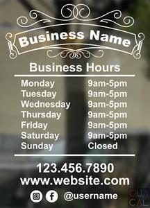 Business Store Hours Vinyl Decal Sticker Sign Glass Door Window Select Color - Picture 1 of 9