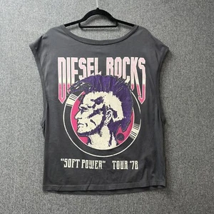Diesel T shirt large Rocks soft power tour "78 grey pink purple sparkle Indian - Picture 1 of 17