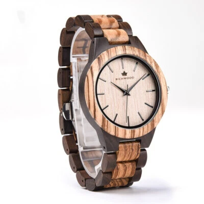Relojes de madera UWOOD para hombre reloj de madera maciza de cebra regalo de Navidad para hombre Relogio masculino Foto 1 de 4