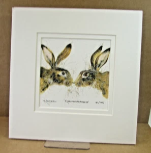 Kay Johns 'Kiss And Make Up' Hare Signed Hand Embellished Limited Edition Print - Picture 1 of 1